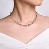 925 Sterling Silver Oval Link Chain Necklace with Bujukan Stations