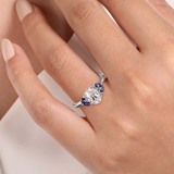 Dani 14K White Gold Oval Diamond and Sapphire Engagement Ring