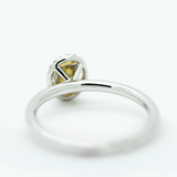 Kalmia - 14KT White Gold Round Yellow Diamond Stackable Oval Halo Ring