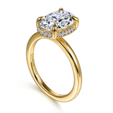 Bonnie - 14K Yellow Gold Oval Hidden Halo Diamond Engagement Ring