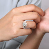 Rainier - 14K White Gold Cushion Halo Round Diamond Engagement Ring