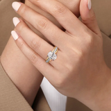 Feah - 14K Yellow-White Gold Wide Band Oval Diamond Engagement Ring