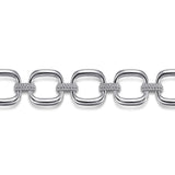 925 Sterling Silver Pavé Bujukan And Cushion Shape Link Chain Bracelet