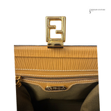 FENDI ZUCCA handbag, Brown jacquard kiss lock bag, vintage, Baguette cloth handbag