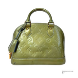 Louis Vuitton Alma Top Handle Bag BB Green Vernis Mini Bag Monogram Pre-Owned