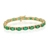 14KT Yellow Gold Emerald Tennis Bracelet 14KT Yellow Gold – 19.00 CT Natural Emeralds & 1.14 CTW Diamonds
