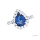 18K White Gold Sapphire and Diamond Halo Ring β Blue Sapphire with Diamond Accents