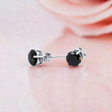 Black Diamond Stud Earrings in 14K White Gold – Classic Four-Prong Setting