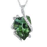 GREEN TOURMALINE PENDANT NECKLACE IN 18K GOLD WITH DIAMONDS