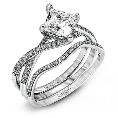 Princess-cut Criss-cross Engagement Ring Matching Wedding Band