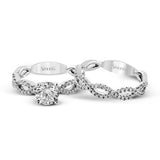 Round-cut Criss-cross Engagement Ring & Matching Wedding Band in 18K Gold with Diamonds