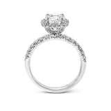 Round-cut Halo Engagement Ring & Matching Wedding Band in 18k Gold with Diamonds