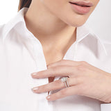 Oval-cut Halo Engagement Ring & Matching Wedding Band in 18K Gold with Diamonds