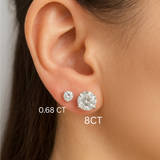 14K Gold White 3-Prong Lab Grown Diamond Stud Earrings