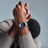 Tissot PR 100 40mm blue dial on the wrist