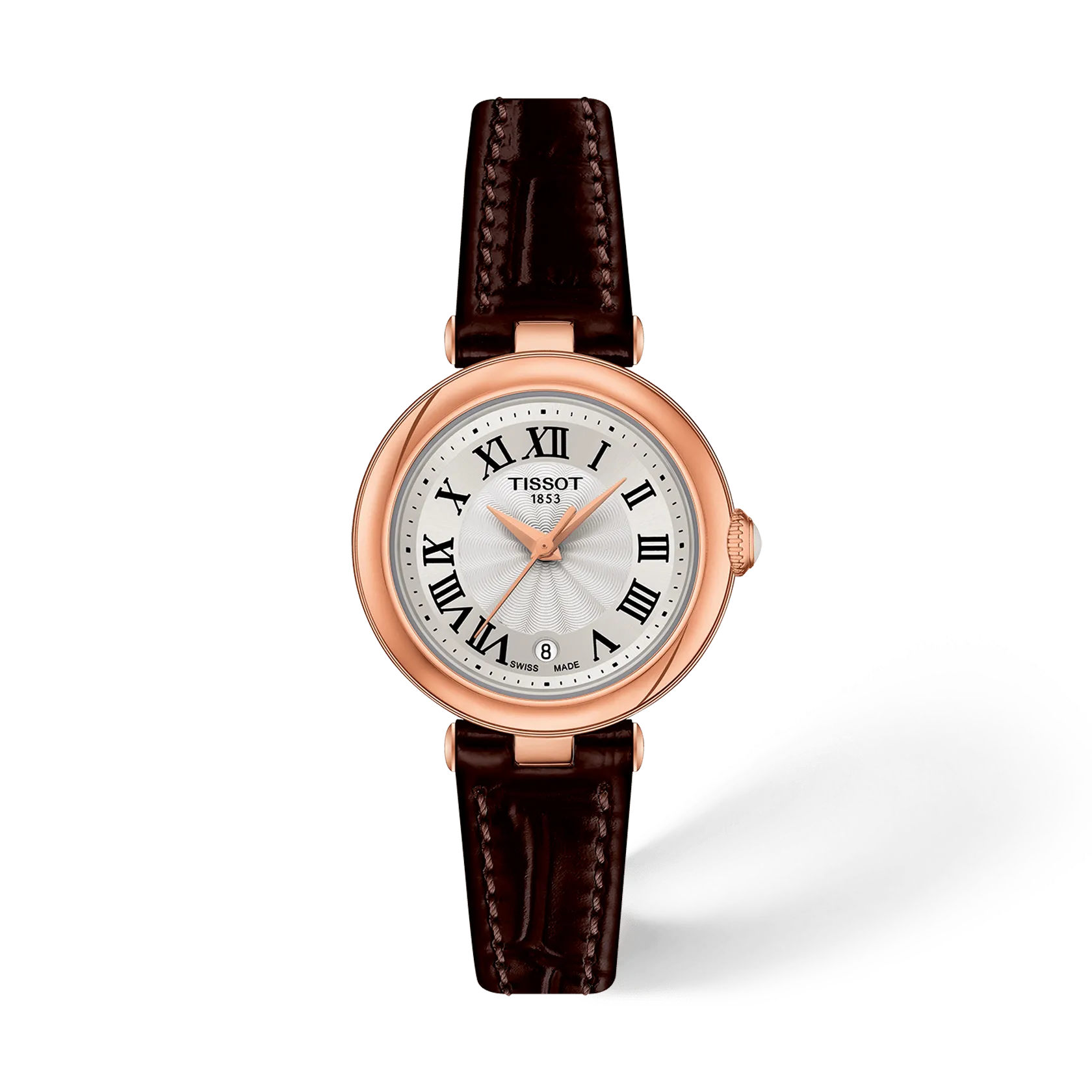 Tissot Bellissima 26mm T126.010.36.013.00 White Dial Brown Leather Women's Watch