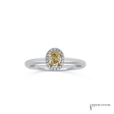 Jessamine - 14KT White Gold Yellow Oval Diamond Stackable Halo Ring