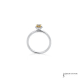 Momordica - 14KT White Gold Oval Cognac Center Diamond Stackable Halo Ring