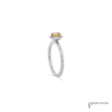 Momordica - 14KT White Gold Oval Cognac Center Diamond Stackable Halo Ring