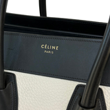 CELINE Mini Luggage Tote Bag Black & White Bicolor Calfskin Leather Pre-Owned