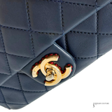 Chanel Black Lambskin Medium Red Stitching Single Flap Double Chain Bag Pre-Owned