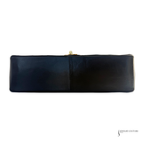 Chanel Vintage Classic Double Flap Bag Black Quilted Lambskin Bijoux Chain Burgundy Interior Pre-Owned