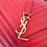 Saint Laurent Classic Monogram Envelope Satchel Matelasse Chevron Leather Large Handbag Pre-Owned