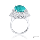 GIA Certified 10.03CT Natural Paraiba Tourmaline & Diamond Ring in 18K White Gold – Luxury Greenish Blue Paraiba Cocktail Ring Size 6.5