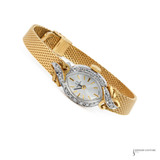 Vintage Omega Ladies’ Diamond Cocktail Watch – 14K Yellow Gold Case, Mesh Bracelet, Swiss Made