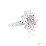 14K White Gold Natural Pink Sapphire & Diamond Floral Halo Ring