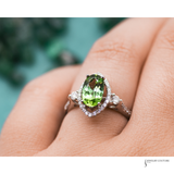 14KT White Gold Green Tourmaline Diamond Ring | In-Store