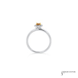 Arum - 14KT White Gold Cognac Cushion Center Diamond Halo Stackable Ring