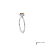 Arum - 14KT White Gold Cognac Cushion Center Diamond Halo Stackable Ring