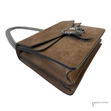 GUCCI Dionysus Medium Brown shoulder bag Suede and Leather Taupe Pre-Owned