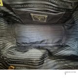 Prada Vitello Daino Black Pebbled Leather Tote & Shoulder Bag Pre-Owned