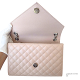 Saint Laurent Pre-Owned Envelope Medium In Quilted Grain De Poudre Embossed Leather Flap Bag Nude Pink