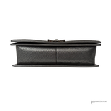 Chanel Gray Medium Quilted Perforated Metallic Lambskin Boy Flap Brown Dark grey