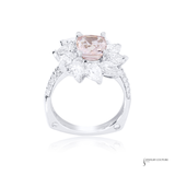 14K White Gold Natural Pink Sapphire & Diamond Floral Halo Ring