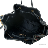 Authentic Miu Miu Denim Floral Bucket Shoulder Bag with Leather Trim – Designer Crossbody Handbag