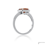 18K White Gold Emerald Yellow Sapphire Diamond Halo Ring