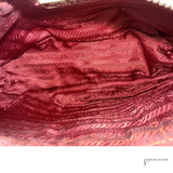 Prada Tessuto Gaufre Ruched Nylon Mini Shoulder Bag | Burgundy Wine Pre-Owned
