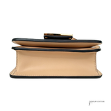 FENDI Swarovski Crystal FAB SHOULDER Beige Neutral Flat baguette leather crossbody bag Pre-Owned