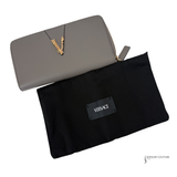 Versace Leather Continental Wallet Zip Around Grainy Calf Pre Owned