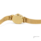 Vintage Omega Ladies’ Diamond Cocktail Watch – 14K Yellow Gold Case, Mesh Bracelet, Swiss Made