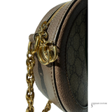 Gucci GG Supreme Ophidia Mini round cloth crossbody bag Monogram Web Brown Pre-Loved