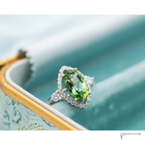14KT White Gold Green Tourmaline Diamond Ring | In-Store