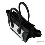 CELINE Mini Luggage Tote Bag Black & White Bicolor Calfskin Leather Pre-Owned