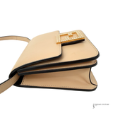 FENDI Swarovski Crystal FAB SHOULDER Beige Neutral Flat baguette leather crossbody bag Pre-Owned