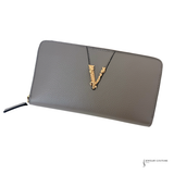 Versace Leather Continental Wallet Zip Around Grainy Calf Pre Owned