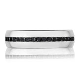 Channel Set Black Diamond in High Polish Finish Wedding Band